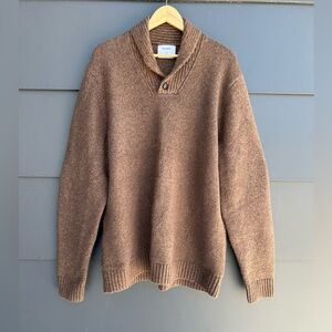 Men's Brown Shawl Collar Sweater - Cotton mix - XL